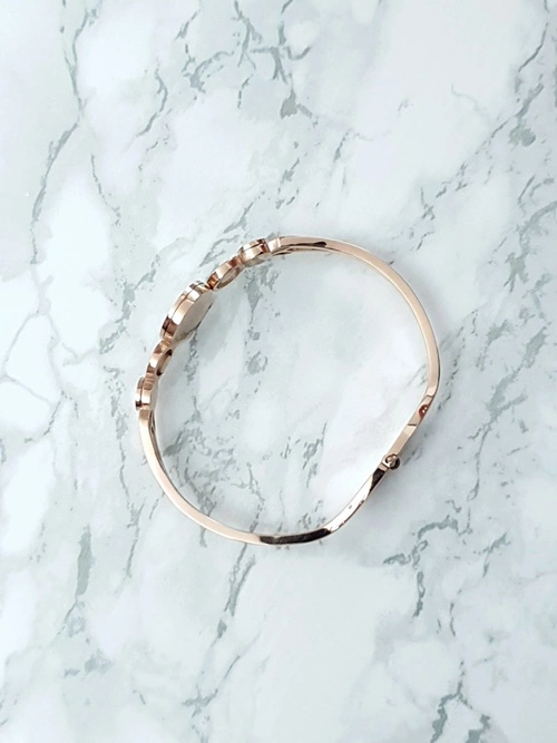 Damska Bransoleta Stalowa Perłowe Kamienie Różowe Złoto Dione