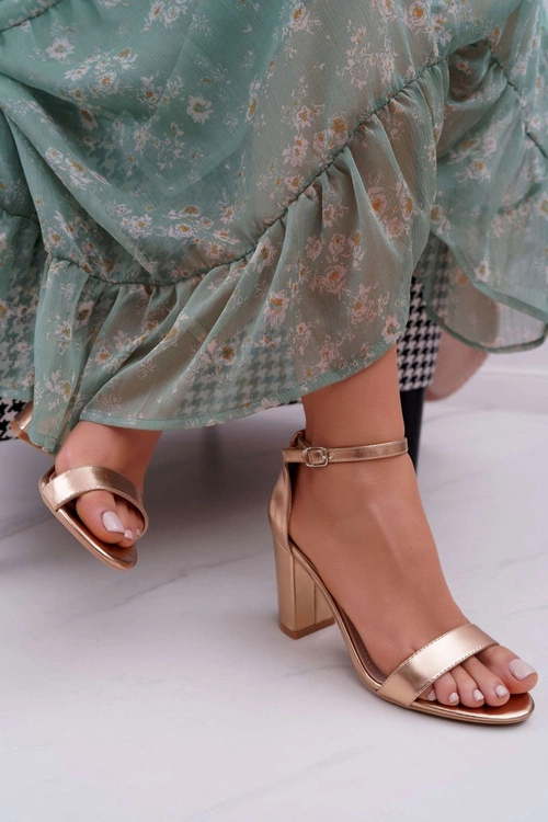 Sandały Damskie Na Słupku Klasyczne Champagne Fiji