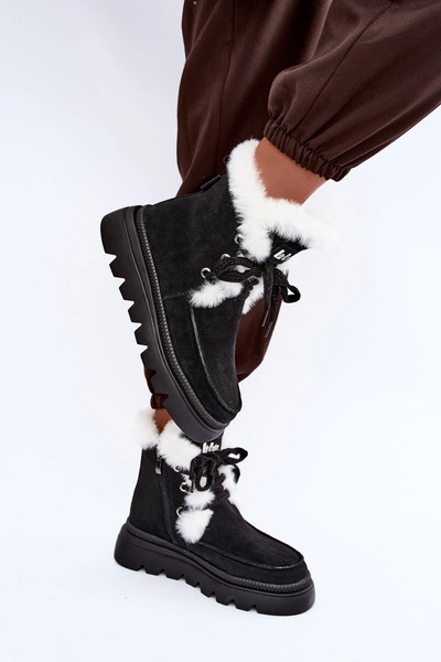 Śniegowce Damskie Z Naturalnego Zamszu Lee Cooper LCJ-25-01-3737 Czarne