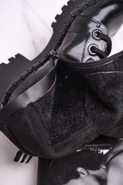 Botki Damskie Lakierowane Czarne Head Up