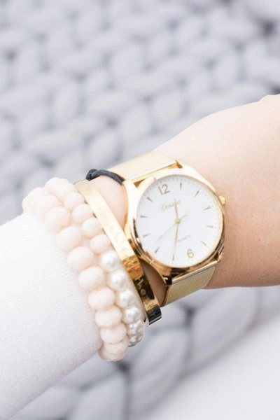 Damski Złoty Szykowny Zegarek z Bransoletą