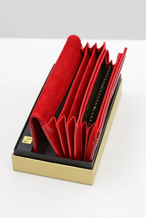 Duży Damski Czerwony Portfel