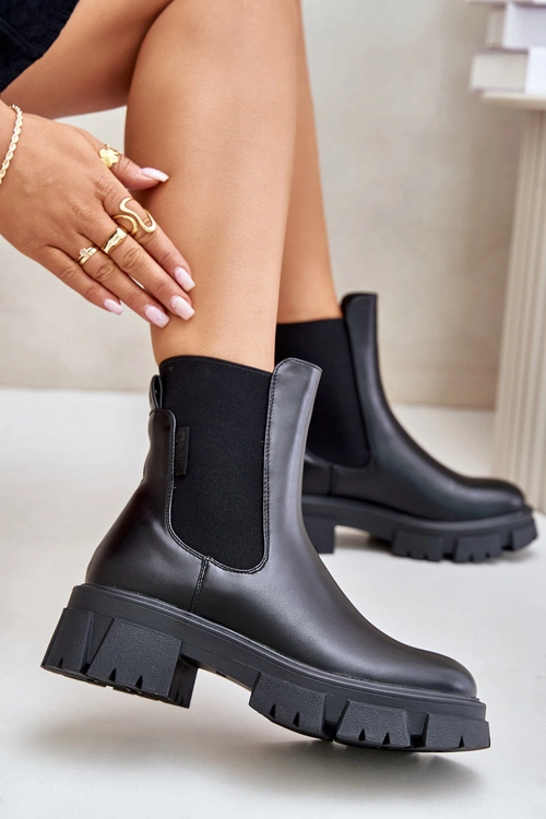 Ocieplane Wsuwane Botki Sztyblety Z Eko Skóry Big Star MM274071 Czarne