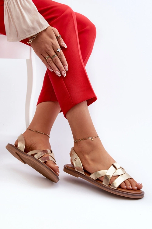 Płaskie Sandały Damskie Z Eko Skóry Vinceza 17347 Złote