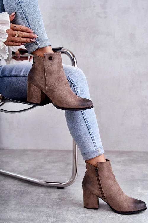 Damskie Zamszowe Botki Na Suwak La.Fi 260039DTA-SU Beżowe