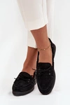 Półbuty Mokasyny Damskie Płaskie Z Wiązaniem Czarne Zalina