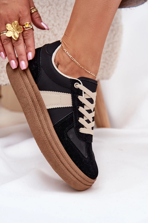 Sneakersy Damskie Na Platformie Czarne Dovina