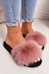 Damskie Klapki z Futerkiem Różowe Belmondo