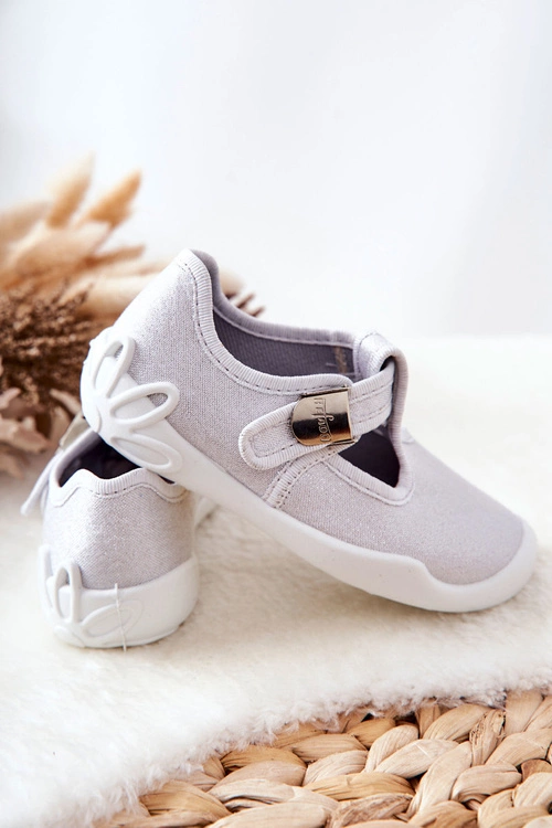 Papcie Baleriny Befado Błyszczące 115X001 Srebrne