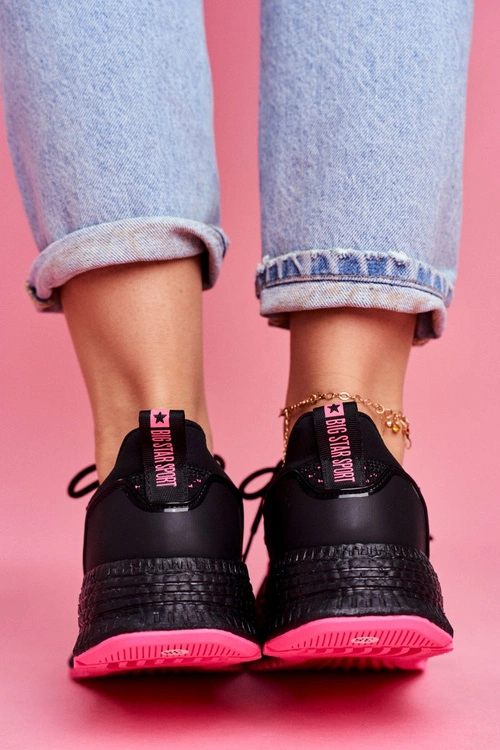 Damskie Sportowe Obuwie Sneakersy Big Star Czarne Fuksja FF274964