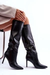 Skórzane Kozaki Na Szpilce Czarne Melisandra