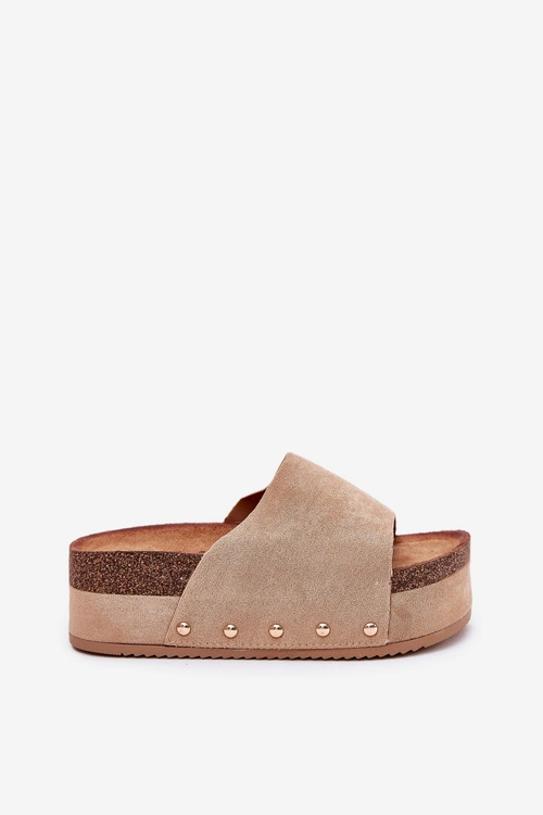 Klapki Damskie Na Masywnej Platformie Eko Zamszowe Khaki Vinnibe