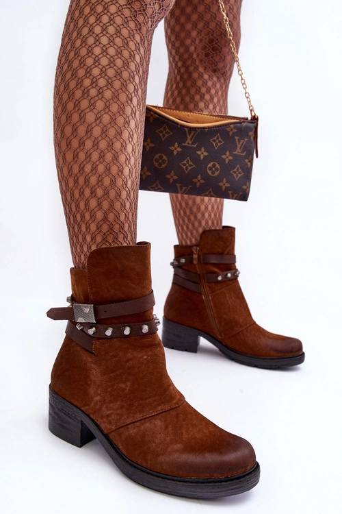 Ocieplane Botki Na Obcasie Camel Effie