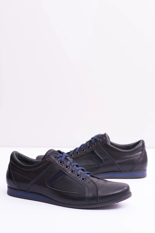 Skórzane Męskie Sportowe Półbuty Sferis Czarne