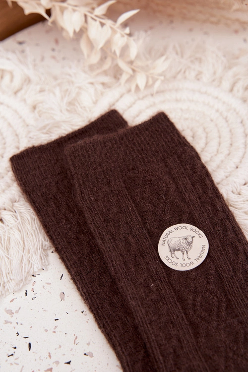 Skarpetki Damskie Wełniane Czekoladowe