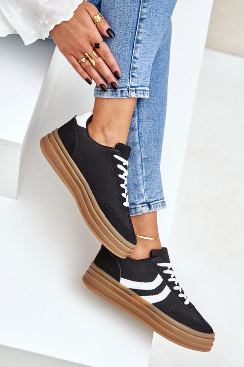 Stylowe Sneakersy Na Platformie Czarne Doriwa