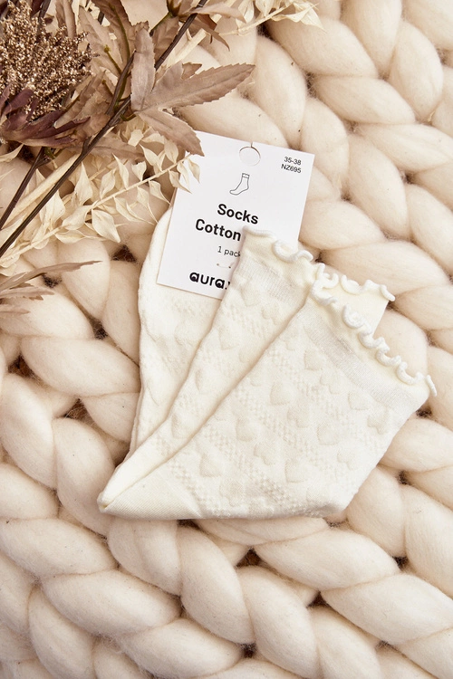 Wzorzyste Skarpety Damskie Białe Wzór 1