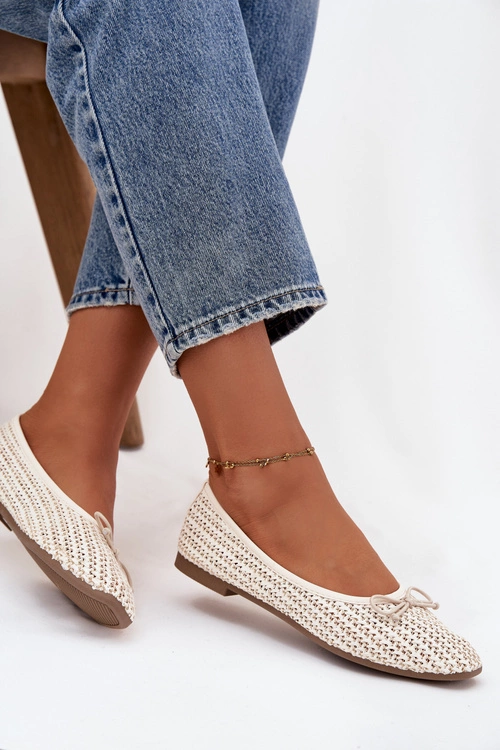 Baleriny Z Plecionką I Kokardką Ecru Belirra