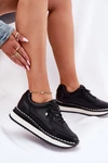 Skórzane Sneakersy Damskie Na Platformie Big Star RR274A335 Czarne