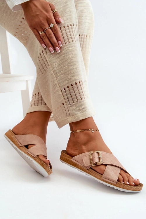 Wygodne Klapki Damskie Z Klamrą Inblu VO000012 Jasnoróżowe