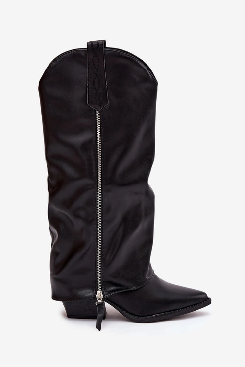 Kozaki Kowbojki Na Słupku Z Eko Skóry Czarne Palira