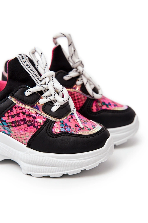 Skórzane Buty Sportowe Wężowe Czarne Gabbie