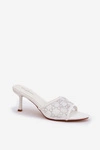 Zdobione Klapki Na Szpilce Białe Ennoriel