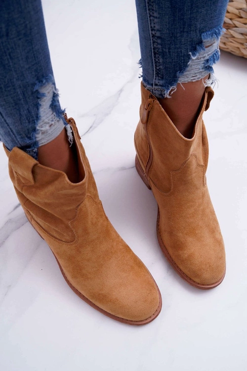 Damskie Botki Saszki Na Koturnie Camel Ellen