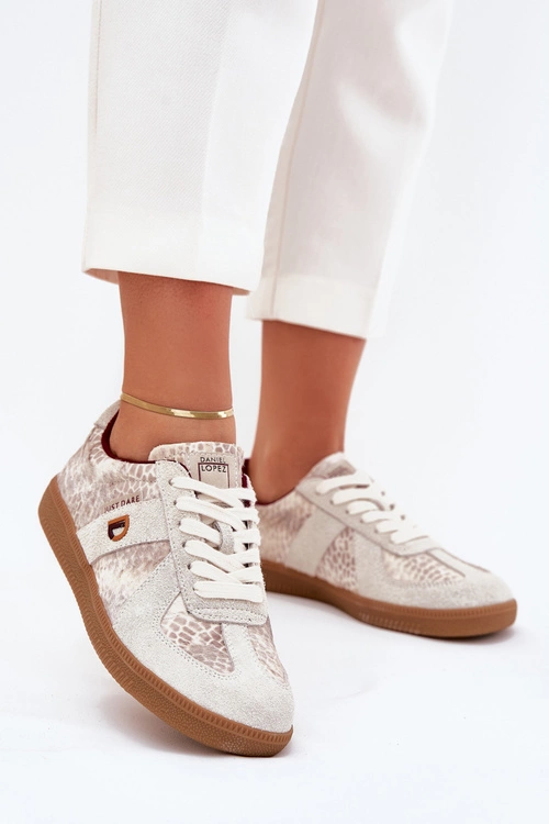 Sneakersy Damskie Daniel Lopez Just Dare SS2D4032 Zwierzęcy Wzór Beżowe