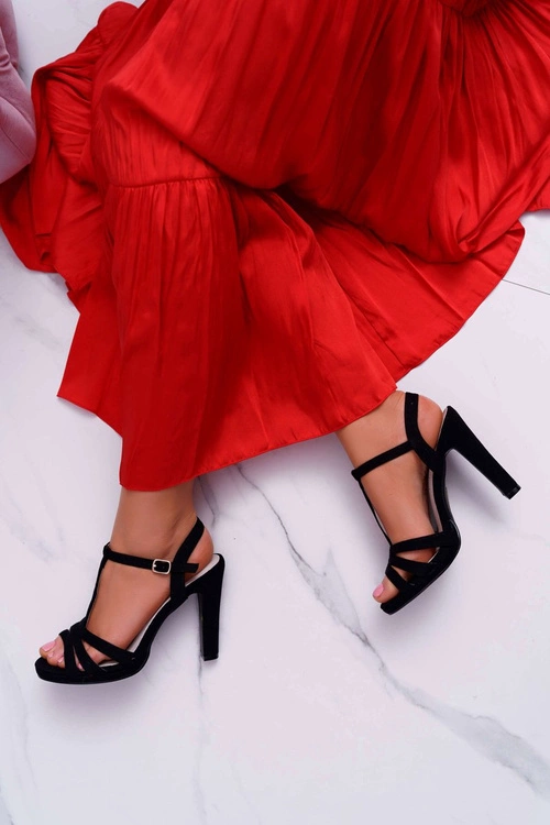 Sandały Damskie Zamszowe Czarne Silela