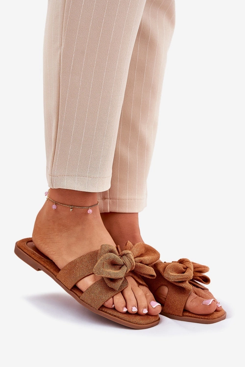 Płaskie Klapki Damskie Z Kokardką Camel Tobin