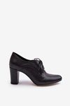 Skórzane Półbuty Na Obcasie Czarne Mavitte