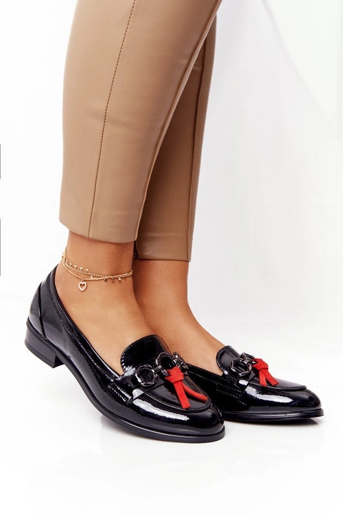 Eleganckie Damskie Mokasyny Vinceza 10585 Lakierowane Czarne