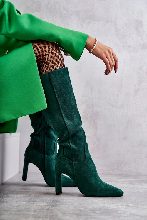 Kozaki Damskie Na Słupku Do Kolana Zielone Truly Love