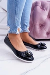 Vices | Lakierowane Czarne Damskie Balerinki Z Kwiatkiem Neli