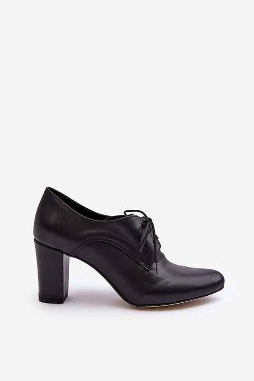 Skórzane Półbuty Na Obcasie Czarne Mavitte