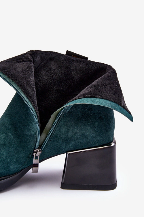 Zamszowe Botki Na Masywnym Klocku S.Barski MR870-70 Zielone