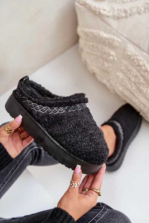 Śniegowce Na Platformie Z Futerkiem Typu Baranek Czarne Mesirra