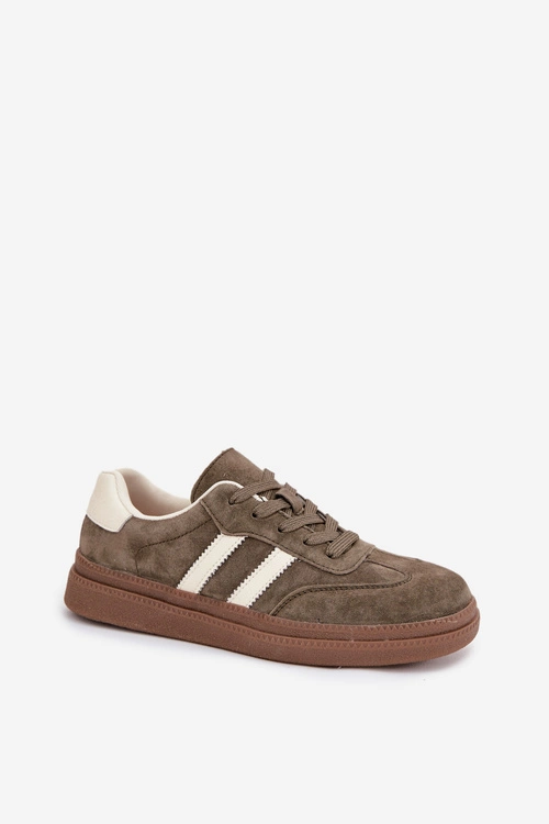 Sneakersy Damskie Zamszowe Na Platformie Ciemnozielone Sylviona