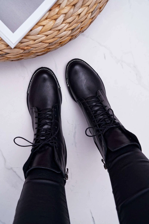 Botki Damskie Skóra Licowa Nicole 2315 Czarne The Island