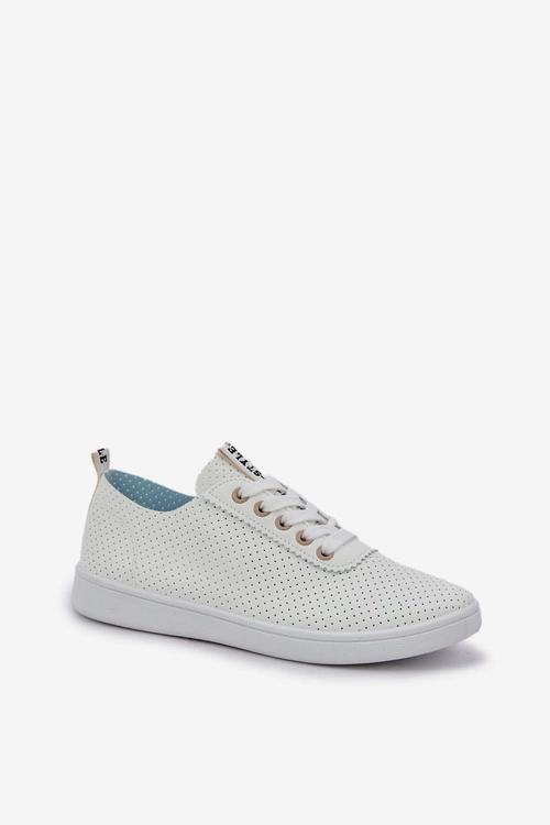 Damskie Ażurowe Sznurowane Trampki Jasnobeżowe Carinel