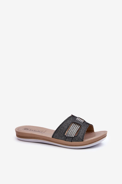 Wygodne Błyszczące Klapki Damskie Inblu BA000050 Czarne