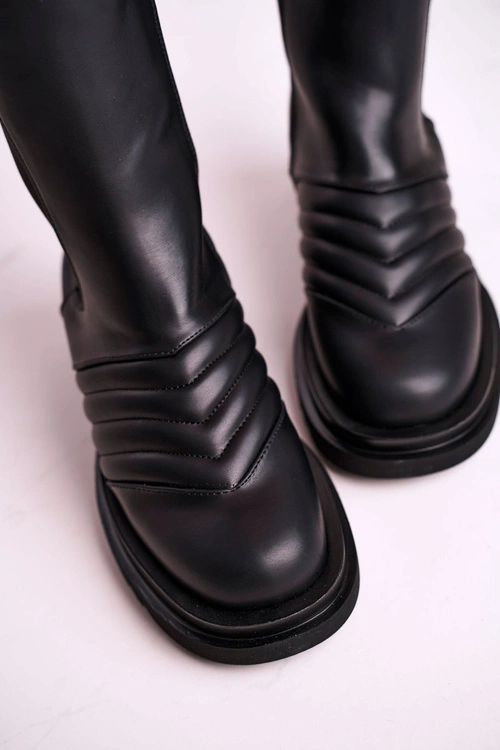 Botki Sztyblety Na Platformie Czarne Evelina