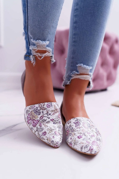 Baleriny Damskie Laura Messi 1110 Skóra Ciemnoszare Augure