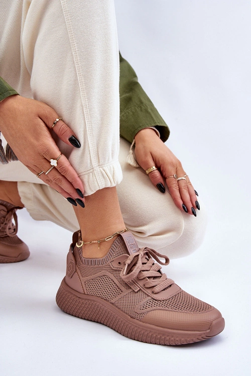 Damskie Wygodne Sneakersy Memory Foam System Big Star LL274416 Jasnobrązowe