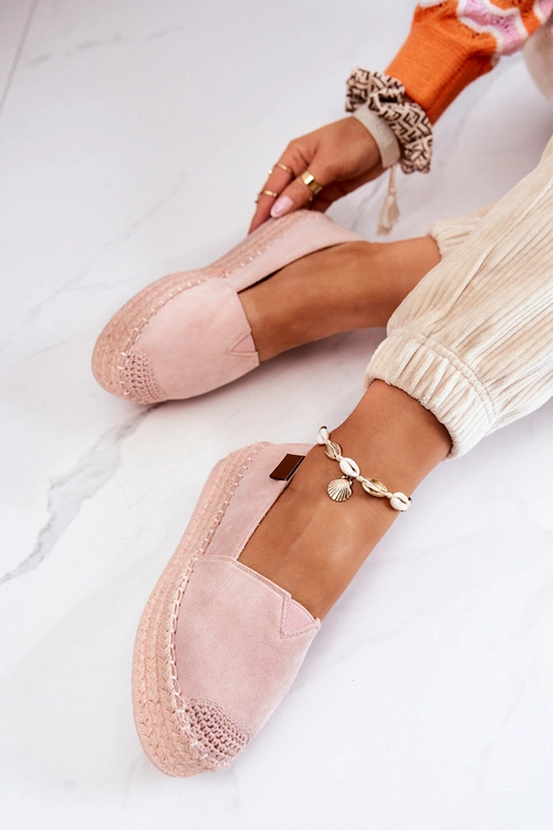 Zamszowe Espadryle Wsuwane Różowe Lesley