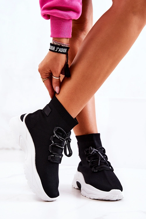 Damskie Sportowe Buty Skarpetkowe Czarne KeSports