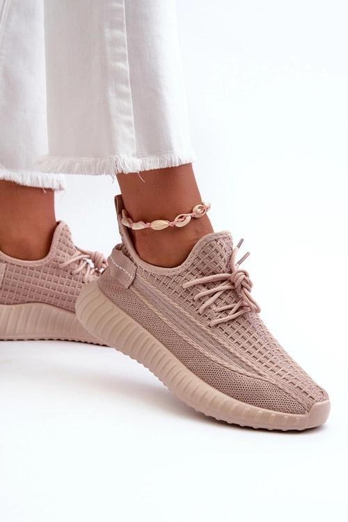 Materiałowe Wsuwane Buty Sportowe Damskie Różowe Nelmarie