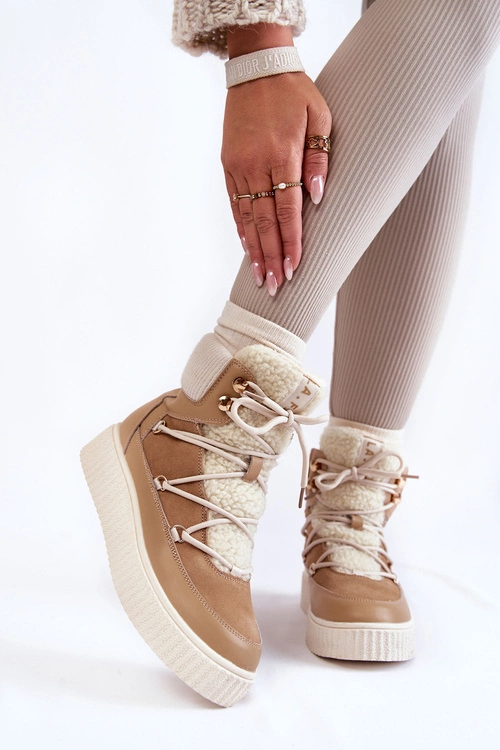 Damskie Botki Śniegowce La.Fi 280072TA-QN Beżowe