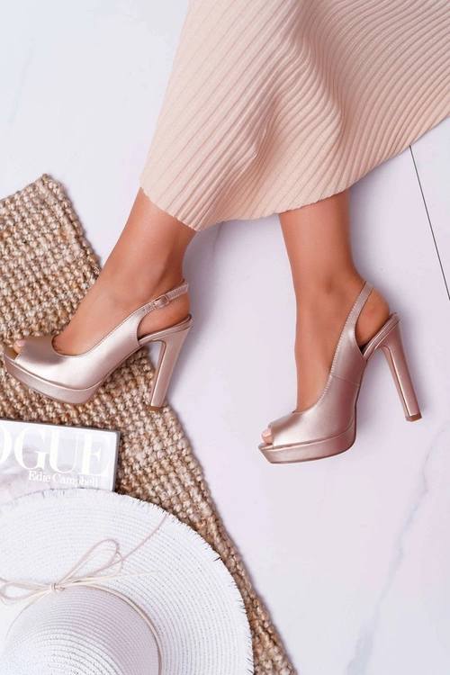 Sandały Damskie Na Obcasie Platformie Champagne Lorajn